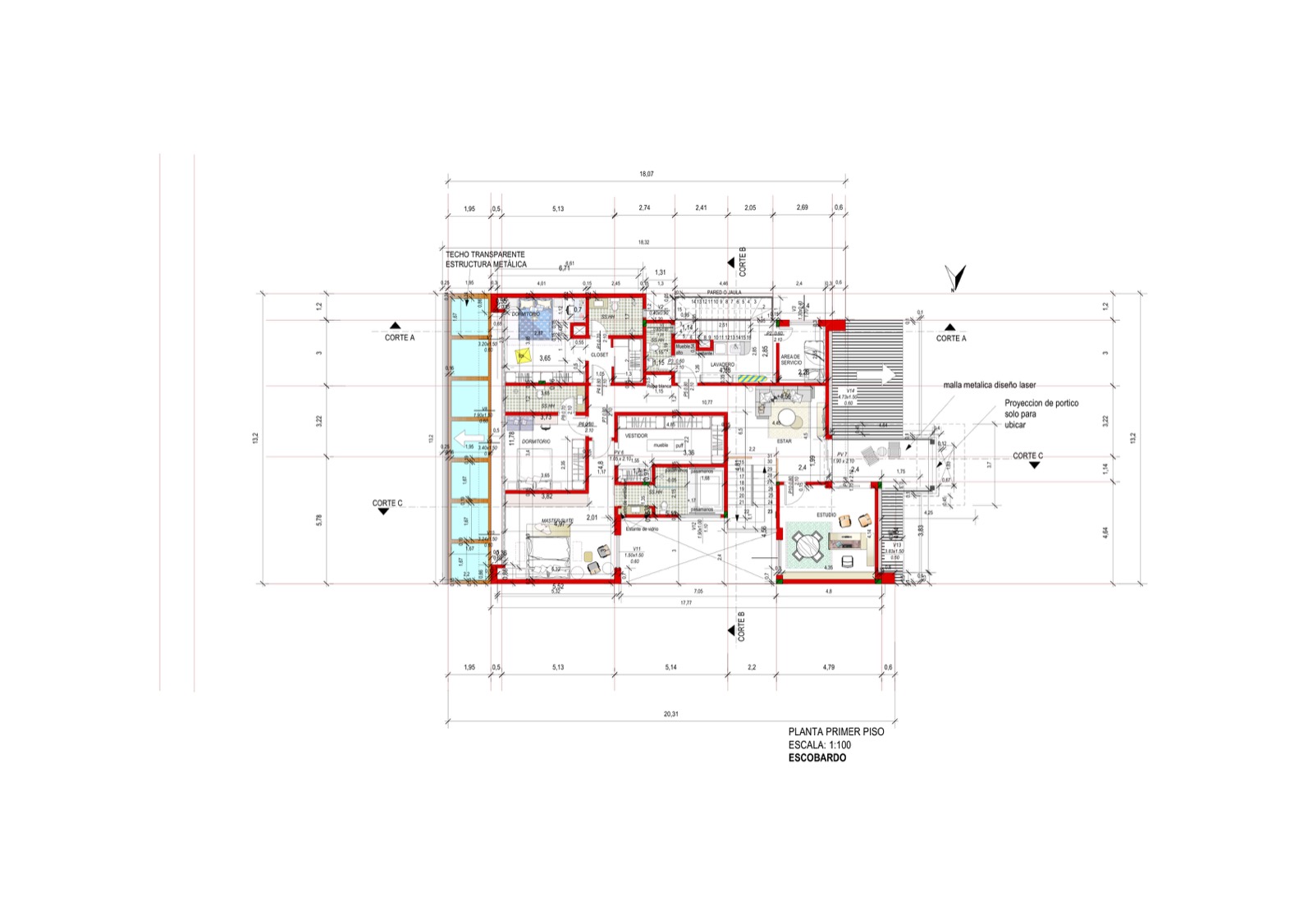 Residencia Escobardo — Plano planta alta